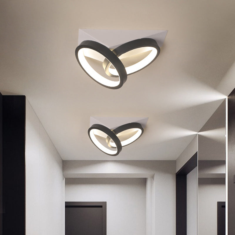 Plafonnier LED semi-encastré moderne avec anneaux métalliques à lueur chaude/blanche