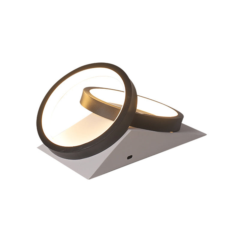 Plafonnier LED semi-encastré moderne avec anneaux métalliques à lueur chaude/blanche