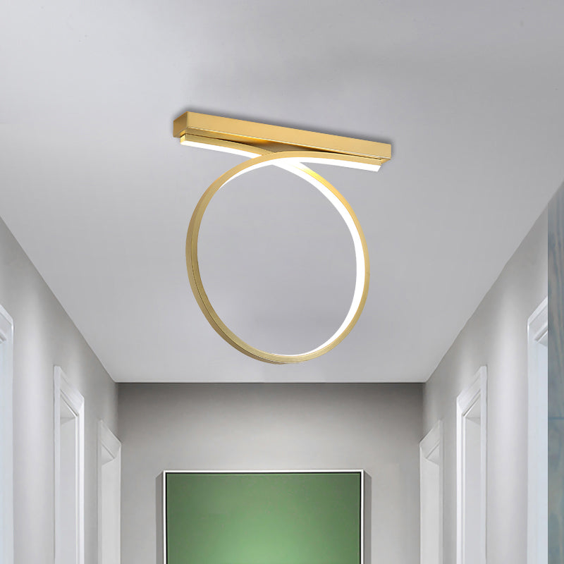 Black/Gold Flush Mount Ceiling Light Simplicity Metal LED Flushmount (Warm/White Light) for Restaurants