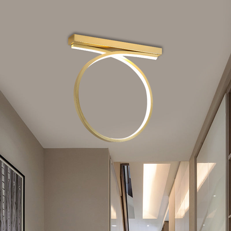 Black/Gold Flush Mount Ceiling Light Simplicity Metal LED Flushmount (Warm/White Light) for Restaurants