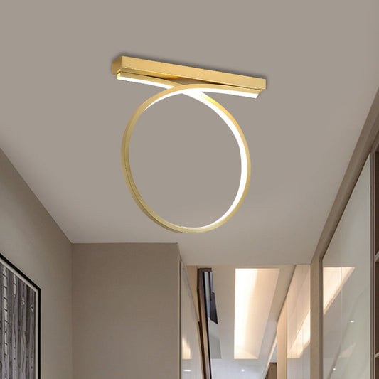 Black/Gold Flush Mount Ceiling Light Simplicity Metal Led Flushmount (Warm/White Light) For