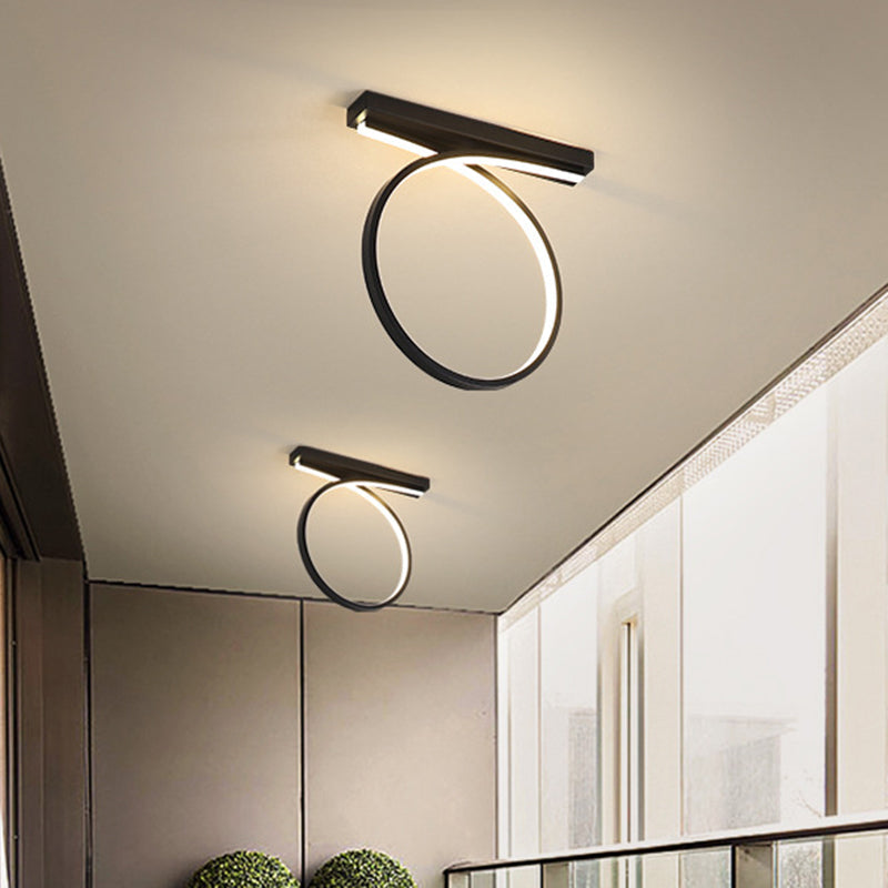 Black/Gold Flush Mount Ceiling Light Simplicity Metal LED Flushmount (Warm/White Light) for Restaurants