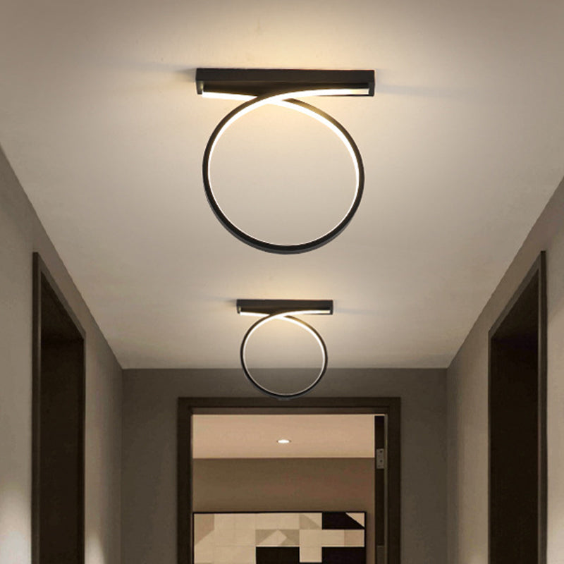 Black/Gold Flush Mount Ceiling Light Simplicity Metal LED Flushmount (Warm/White Light) for Restaurants