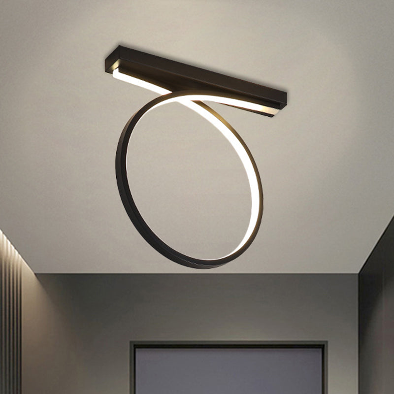 Black/Gold Flush Mount Ceiling Light Simplicity Metal LED Flushmount (Warm/White Light) for Restaurants