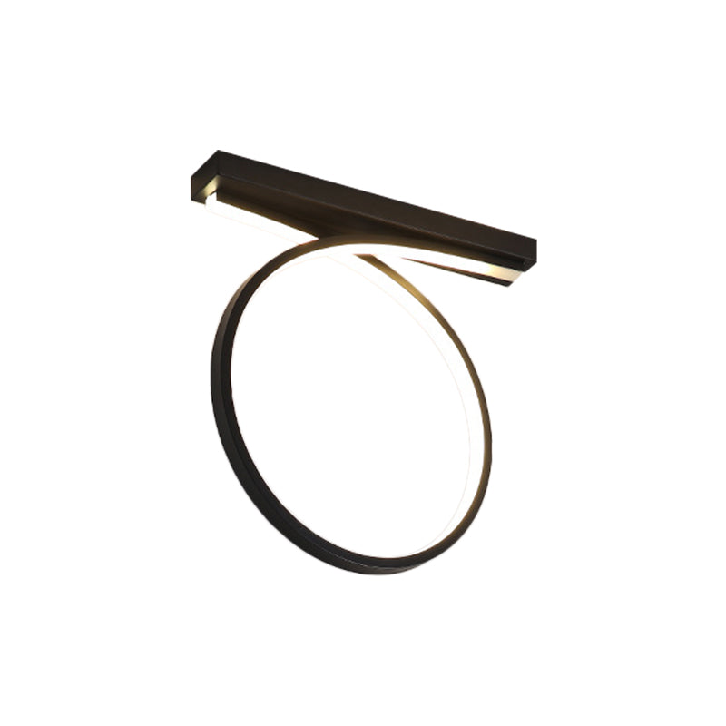 Black/Gold Flush Mount Ceiling Light Simplicity Metal LED Flushmount (Warm/White Light) for Restaurants