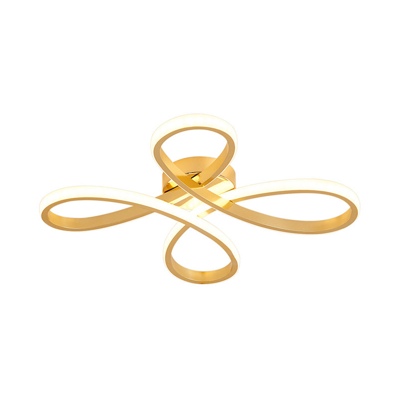 Chinese Knot Modern Metallic LED Gold Semi Flush Ceiling Lamp, Warm/White Light, 19.5"/25.5" Wide