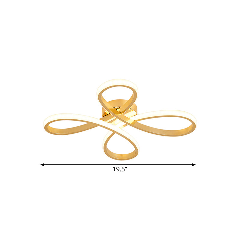 Chinese Knot Modern Metallic LED Gold Semi Flush Ceiling Lamp, Warm/White Light, 19.5"/25.5" Wide