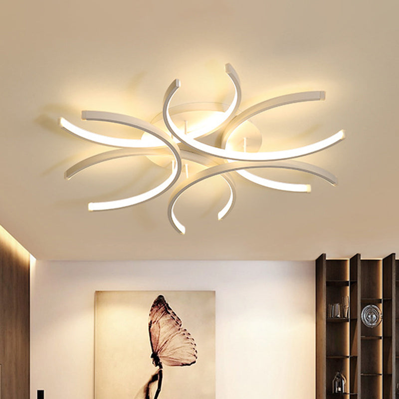 Plafonnier LED moderne en acrylique à fleurs en blanc ou chaud - 23,5"/31,5"/39" de large