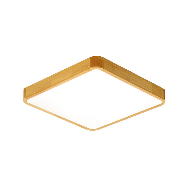 Modern LED Flush Mount Fixture - Beige Square Ceiling Light with Acrylic Shade, Warm/White Light - Available in Multiple Sizes