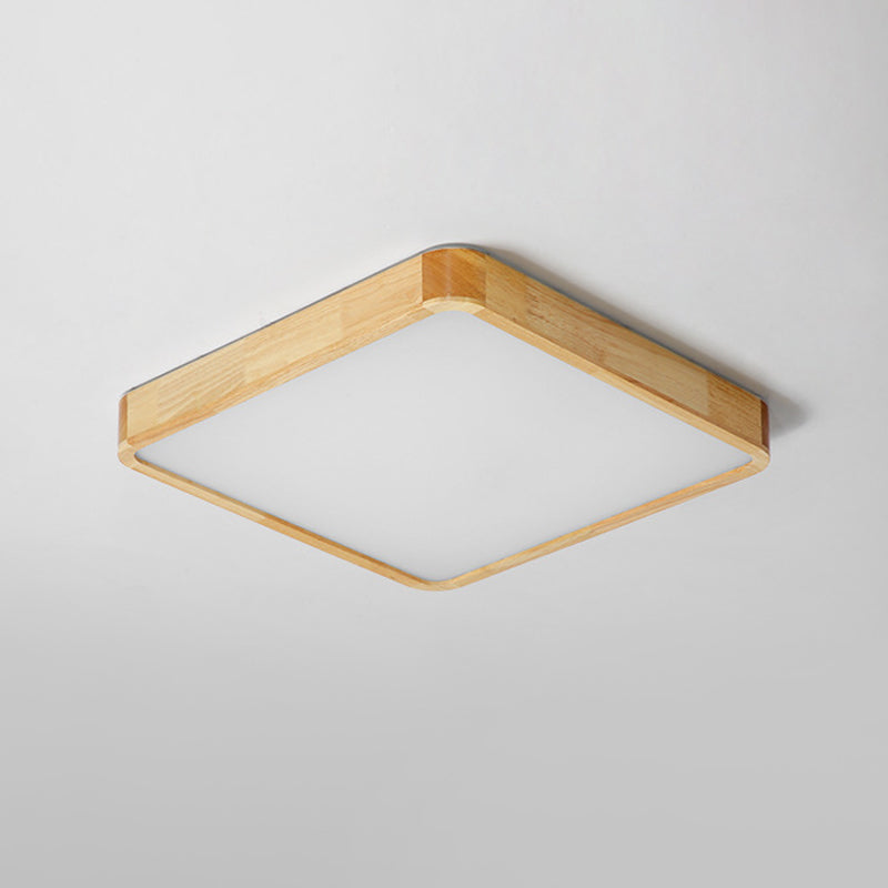 Modern LED Flush Mount Fixture - Beige Square Ceiling Light with Acrylic Shade, Warm/White Light - Available in Multiple Sizes
