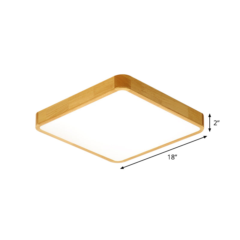 Modern LED Flush Mount Fixture - Beige Square Ceiling Light with Acrylic Shade, Warm/White Light - Available in Multiple Sizes