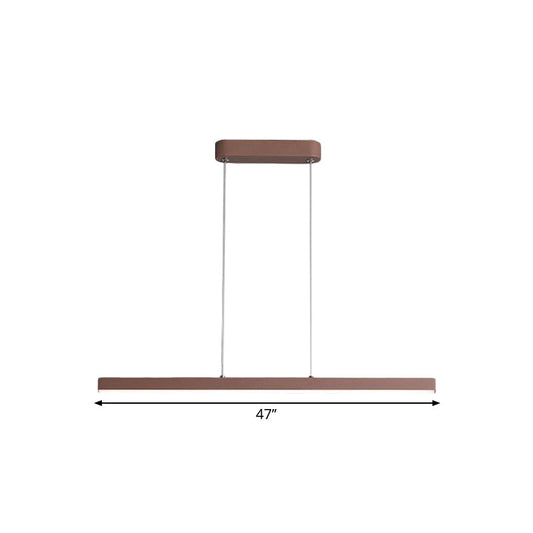 Modern Metal Island Led Pendant Lamp In Brown With Warm/White Light