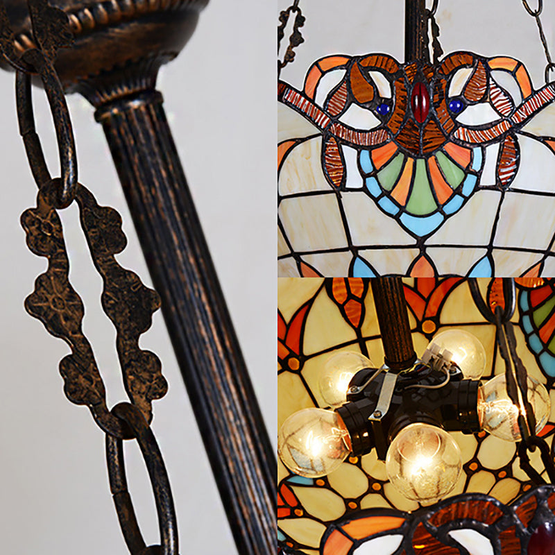 Plafonnier rétro en forme de bol en verre teinté avec 3 têtes pour l'éclairage de la chambre