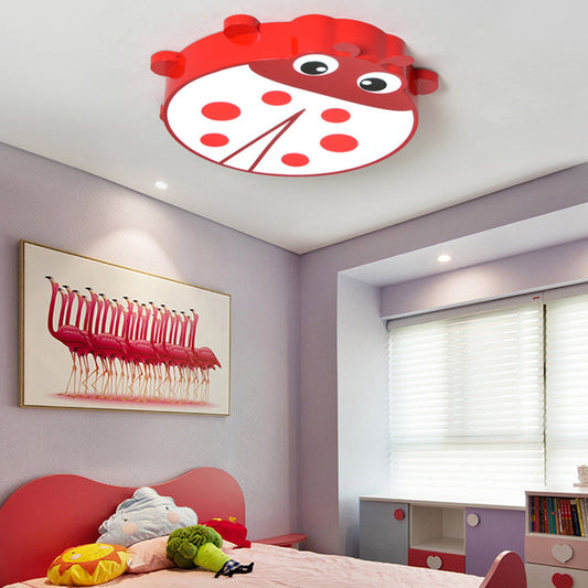Ladybug Cartoon Ceiling Light: Acrylic & Metal Mount for Kindergarten