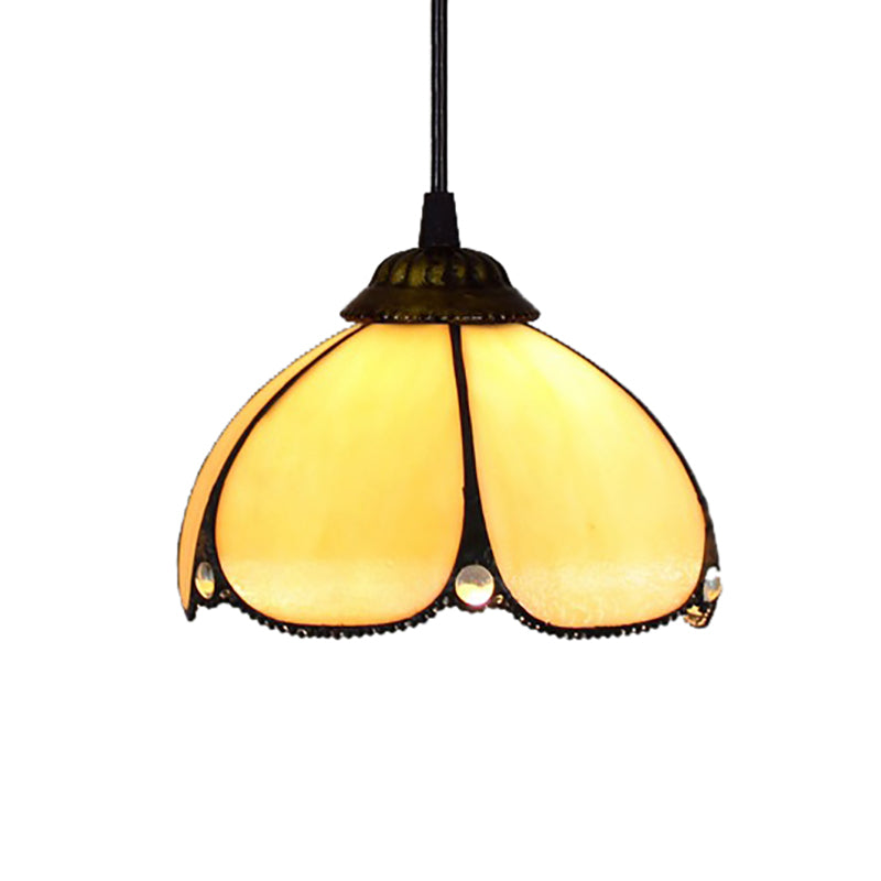 Handcrafted Yellow/Blue Tiffany-Style Pendulum Light for Stairs