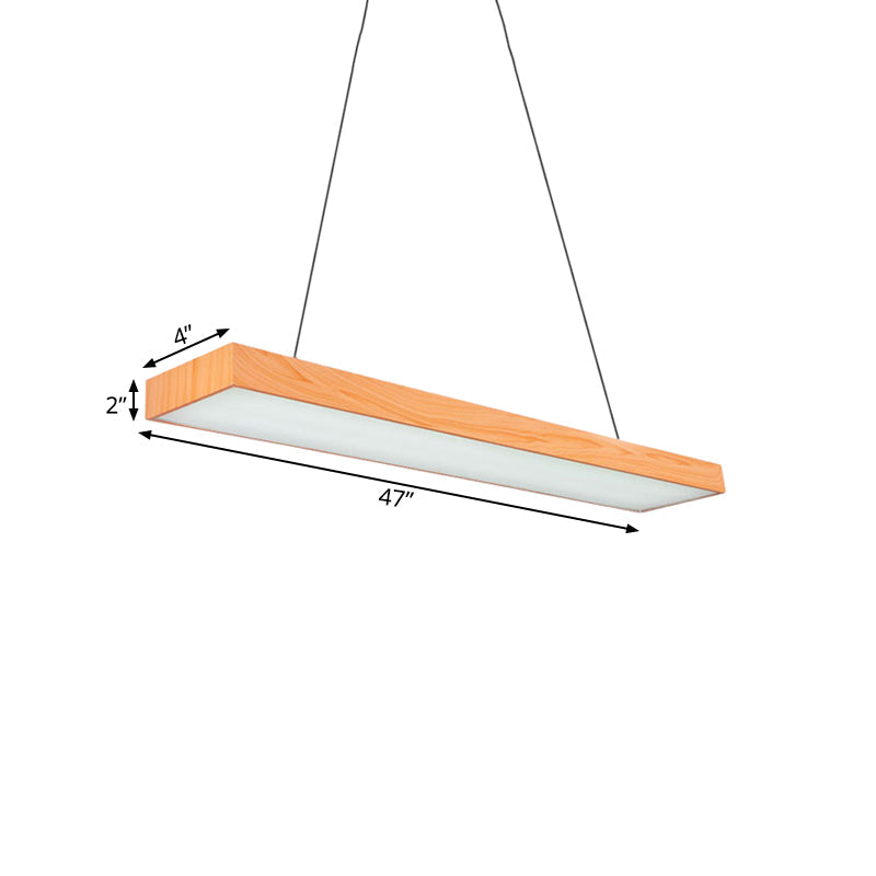 Minimal Wooden LED Pendant Lamp - 4"/8"/12" Wide - Beige - Office Ceiling Hanging Lamp