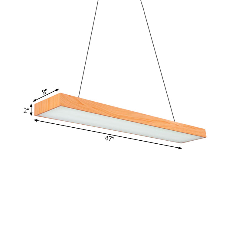Minimal Wooden LED Pendant Lamp - 4"/8"/12" Wide - Beige - Office Ceiling Hanging Lamp