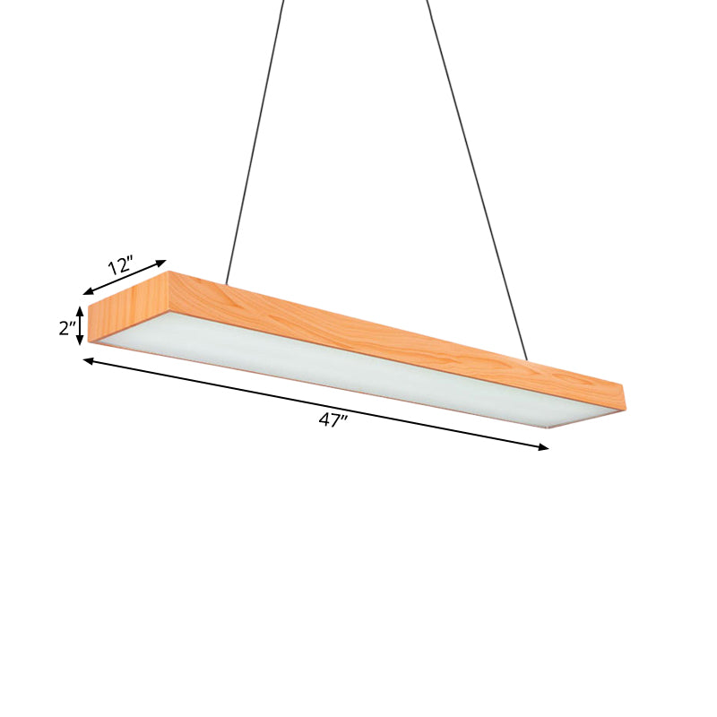 Minimal Wooden LED Pendant Lamp - 4"/8"/12" Wide - Beige - Office Ceiling Hanging Lamp