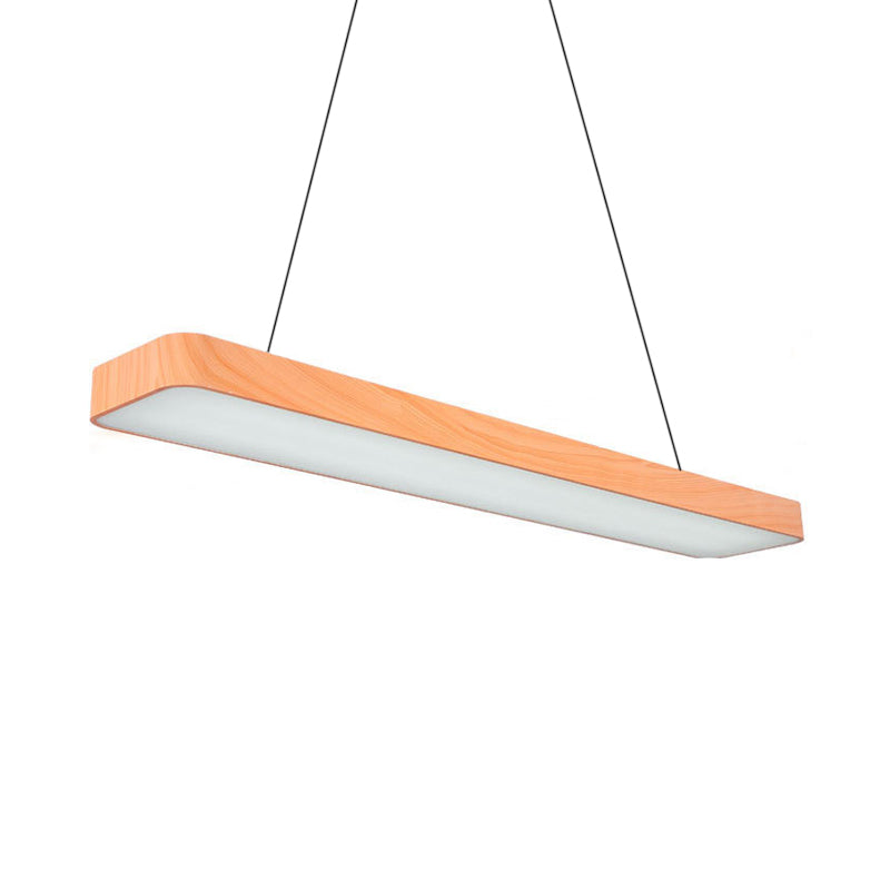 Minimal Wooden LED Pendant Lamp - 4"/8"/12" Wide - Beige - Office Ceiling Hanging Lamp