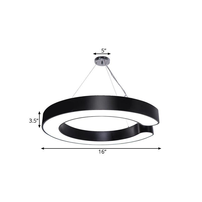 Minimalist Metal Led C-Shaped Hanging Pendant Lamp - 19.5/23.5/31.5 Width (White/Black