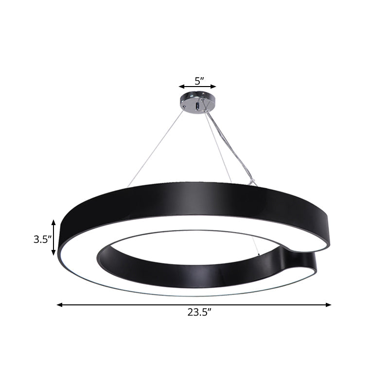 Minimalist Metal Led C-Shaped Hanging Pendant Lamp - 19.5/23.5/31.5 Width (White/Black