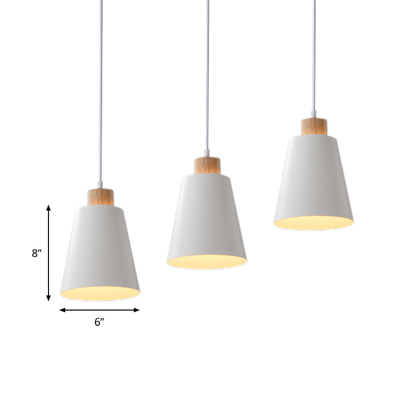 Modern Bucket Pendant Lamp In Metallic White Finish - Stylish Hanging Light For Hallway With