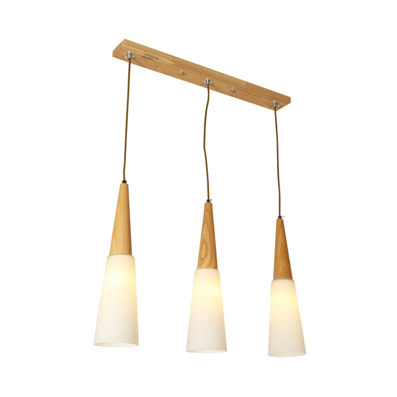 Opal Glass Slim Cone Pendant Light in White - Simple Style for Corridors