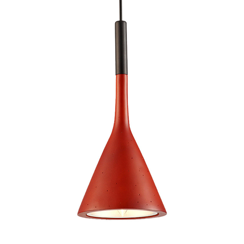 Contemporary Metallic Pendant Light For Adult Bedroom With Funnel Shade