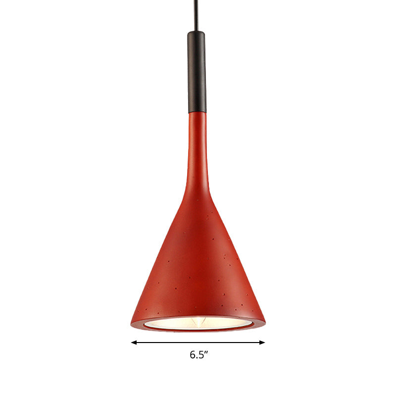 Contemporary Metallic Pendant Light For Adult Bedroom With Funnel Shade