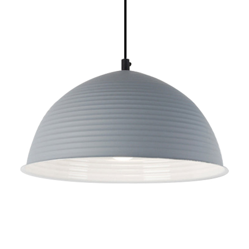 Lampe à suspension de style nordique - Lampe suspendue en forme de dôme strié en aluminium - 12"/16" W - 1 lumière - Bleu/Vert/Jaune - Collection Cafe Store