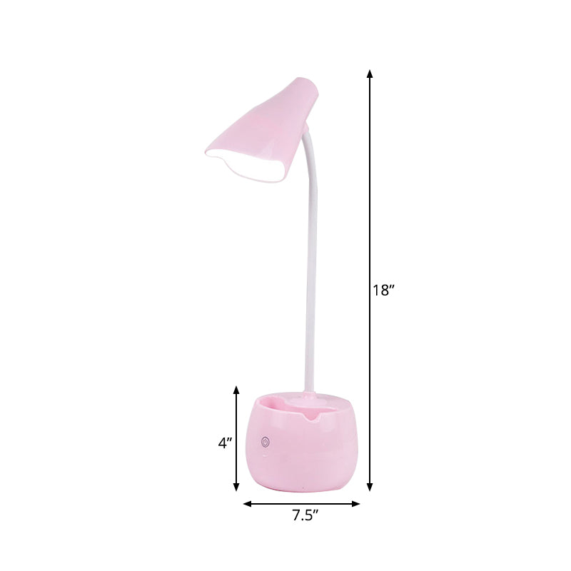 Flexible Gooseneck Led Desk Light With Pen Holder In Blue/Pink/White/Yellow Usb Charging Eye-Caring