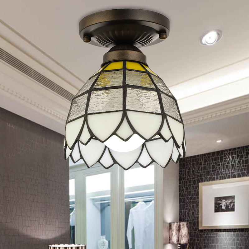 Luminaire encastré en forme de dôme en vitrail vintage pour chambre à coucher