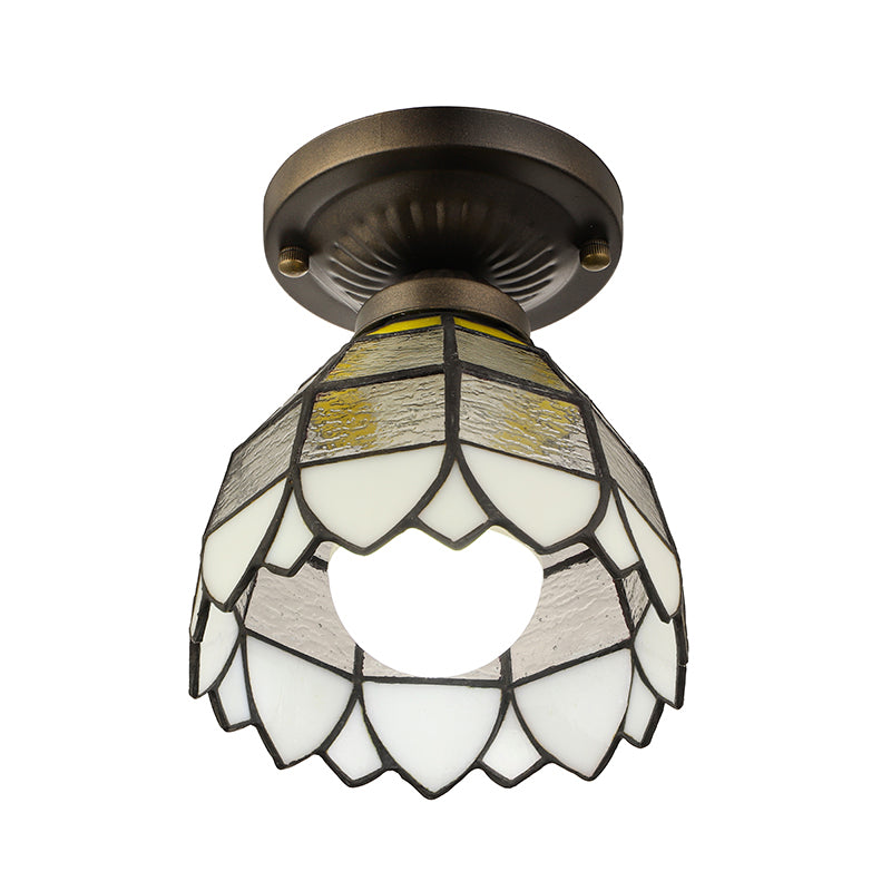 Luminaire encastré en forme de dôme en vitrail vintage pour chambre à coucher