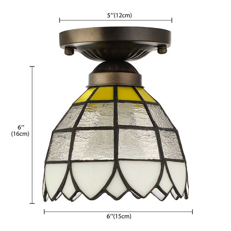 Luminaire encastré en forme de dôme en vitrail vintage pour chambre à coucher