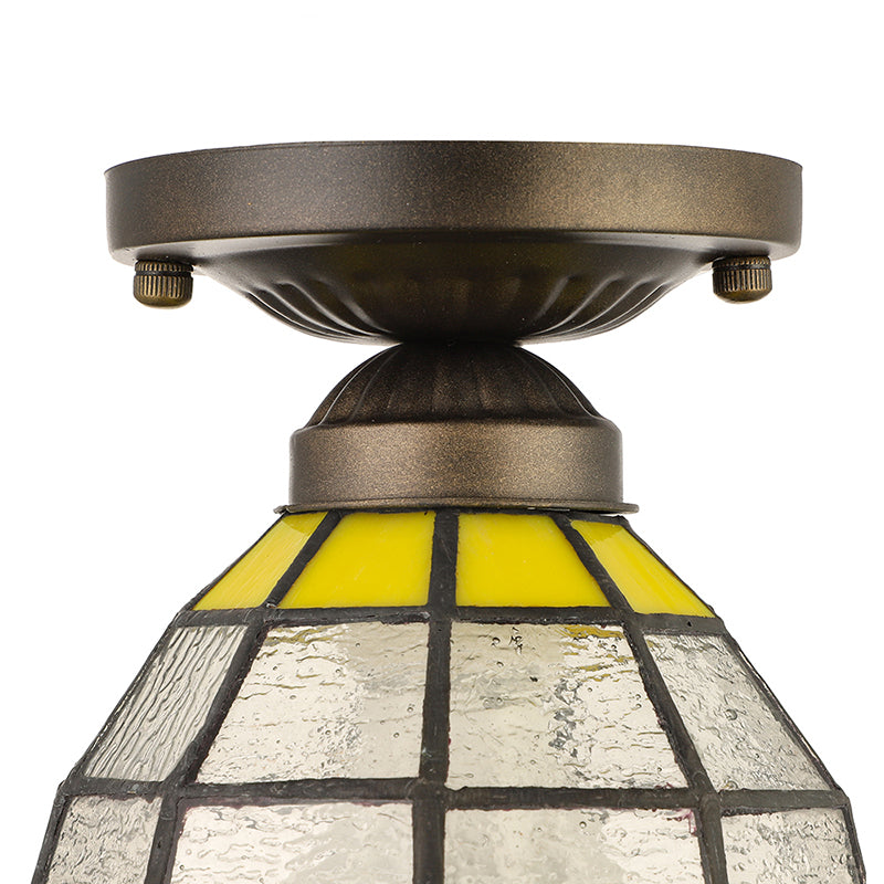 Vintage Stained Glass Flush Mount Light Fixture For Bedroom