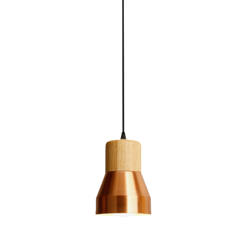 Contemporary Hanging Torch Shape Pendant Light for Hotels – Wood and Metal