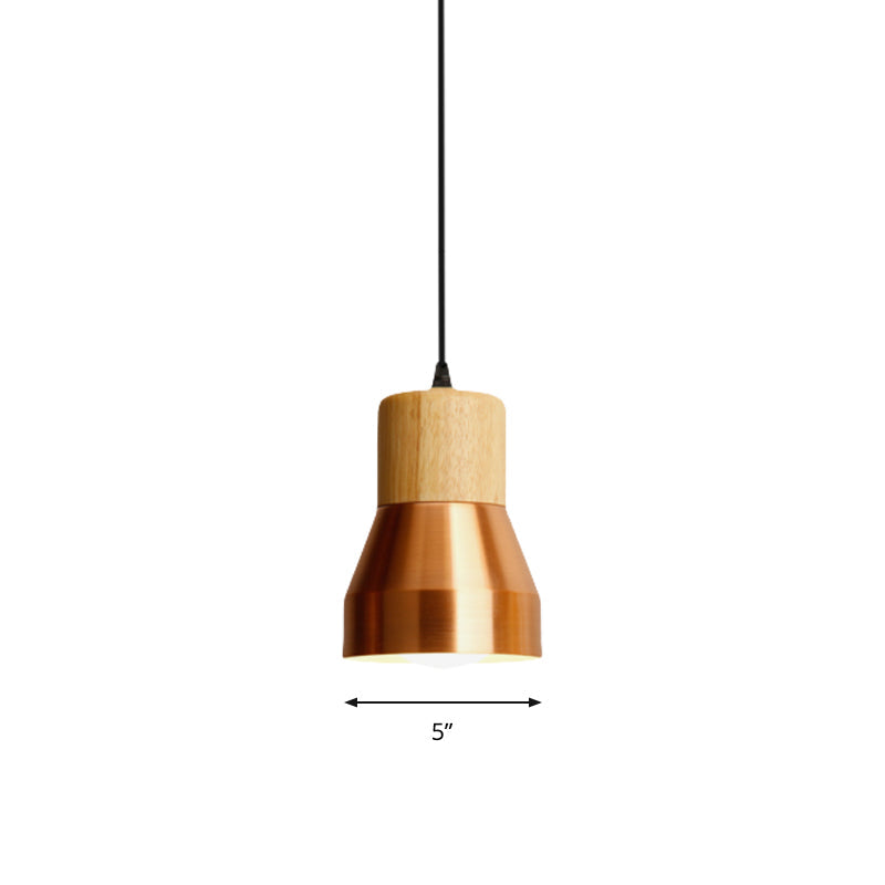 Contemporary Hanging Torch Shape Pendant Light for Hotels – Wood and Metal
