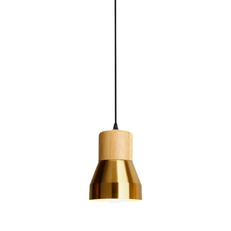 Contemporary Hanging Torch Shape Pendant Light for Hotels – Wood and Metal