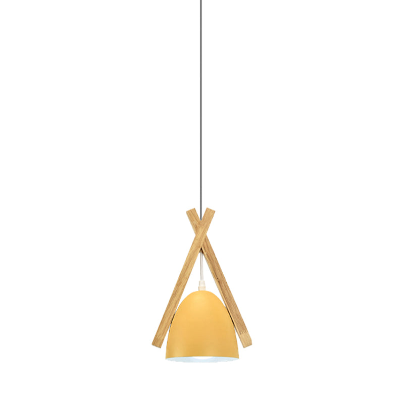 Hanging Bowl Shape Pendant Light: Linear Wood Deco Macaron Loft Aluminum Perfect For Hallway