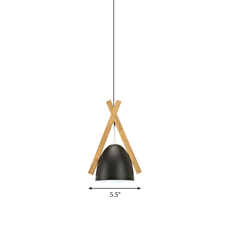 Hanging Bowl Shape Pendant Light: Linear Wood Deco Macaron Loft Aluminum Perfect For Hallway
