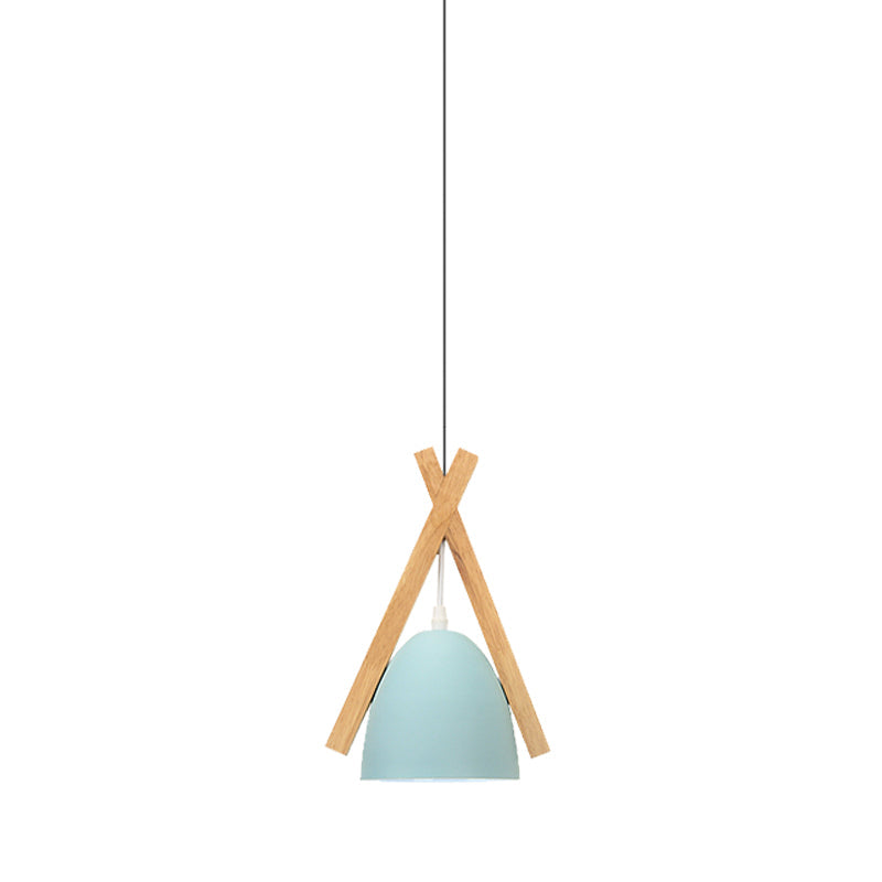 Hanging Bowl Shape Pendant Light: Linear Wood Deco Macaron Loft Aluminum Perfect For Hallway