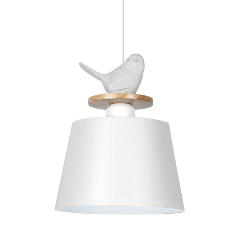 Metal Pendant Light With Tapered Shade Cloth For Shop Ceilings - 1 Head Hanging Design Pigeon Deco