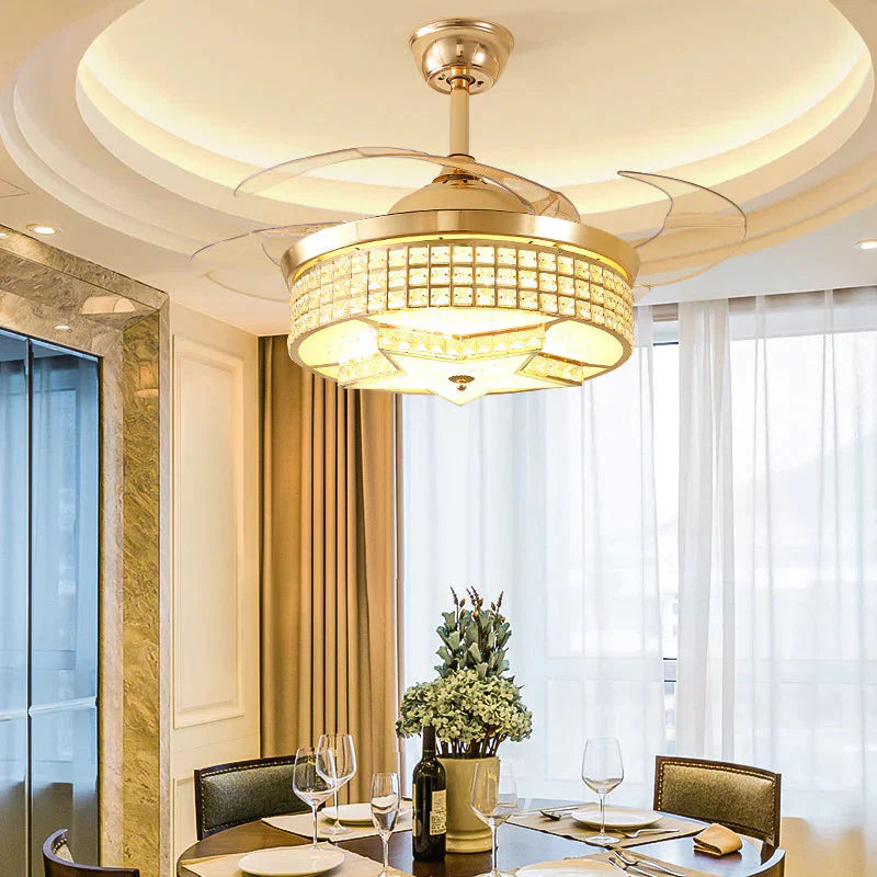 LED Modern Alloy Crystal Acrylic Ceiling Fan.LED Lamp.LED Light.Ceiling Lights.LED Ceiling Light.Ceiling Lamp For Foyer Bedroom