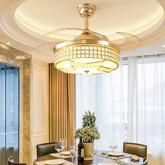 LED Modern Alloy Crystal Acrylic Ceiling Fan.LED Lamp.LED Light.Ceiling Lights.LED Ceiling Light.Ceiling Lamp For Foyer Bedroom
