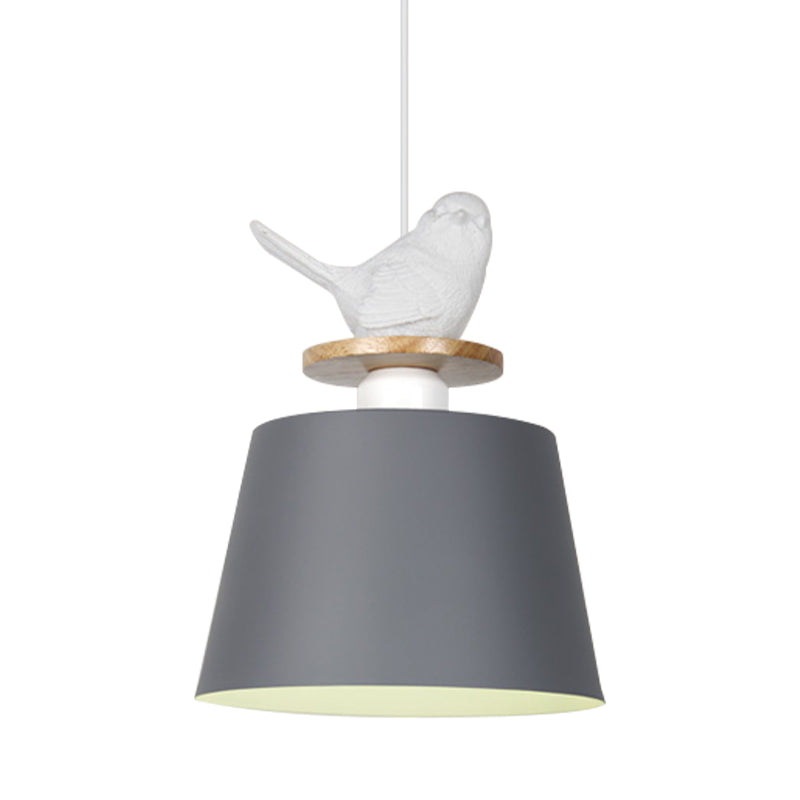 Metal Pendant Light With Tapered Shade Cloth For Shop Ceilings - 1 Head Hanging Design Pigeon Deco