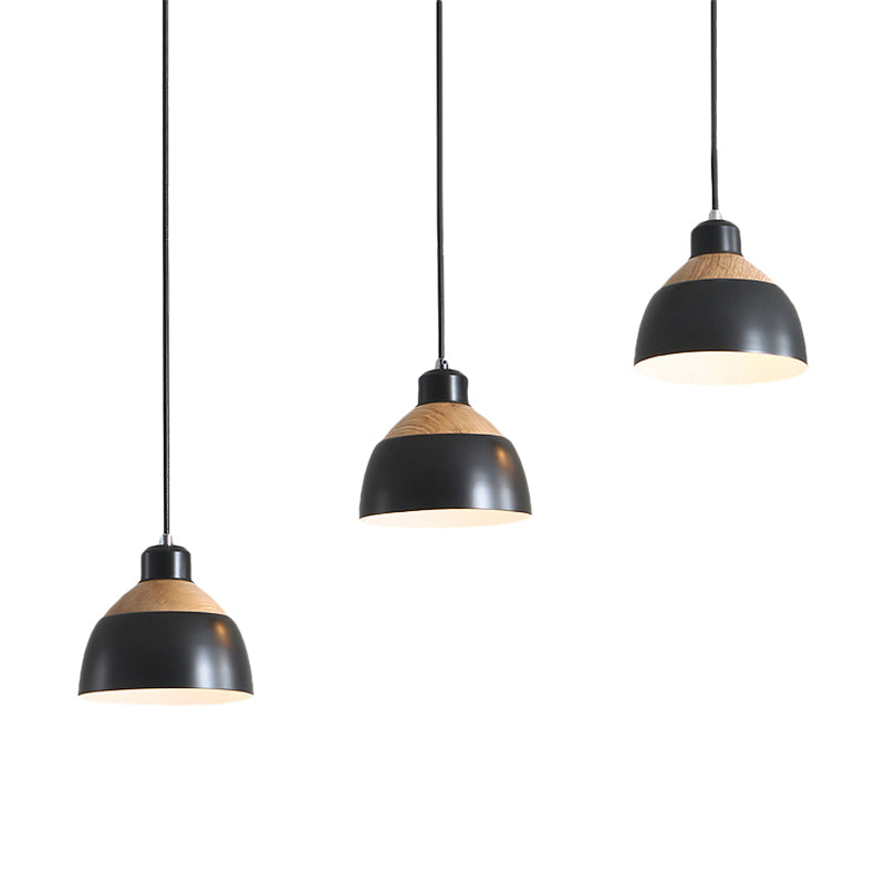 Macaron Metal Domed Hanging Light - 3 Lights Simple & Stylish Suspension Lighting For Meeting Rooms