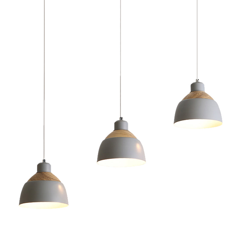 Macaron Metal Domed Hanging Light - 3 Lights Simple & Stylish Suspension Lighting For Meeting Rooms