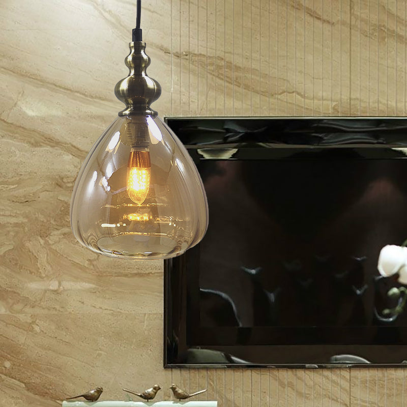 Modern Pyramid-Shaped Hanging Lamp: Single Bulb Pendant Light In Amber/Clear/Smoke Glass