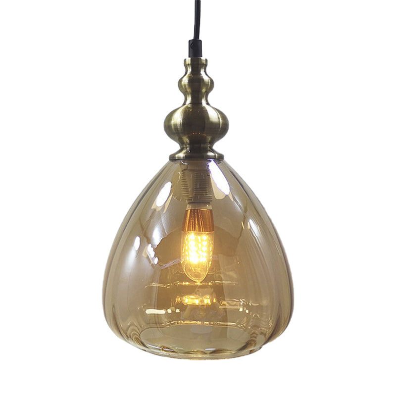Modern Pyramid-Shaped Hanging Lamp: Single Bulb Pendant Light In Amber/Clear/Smoke Glass