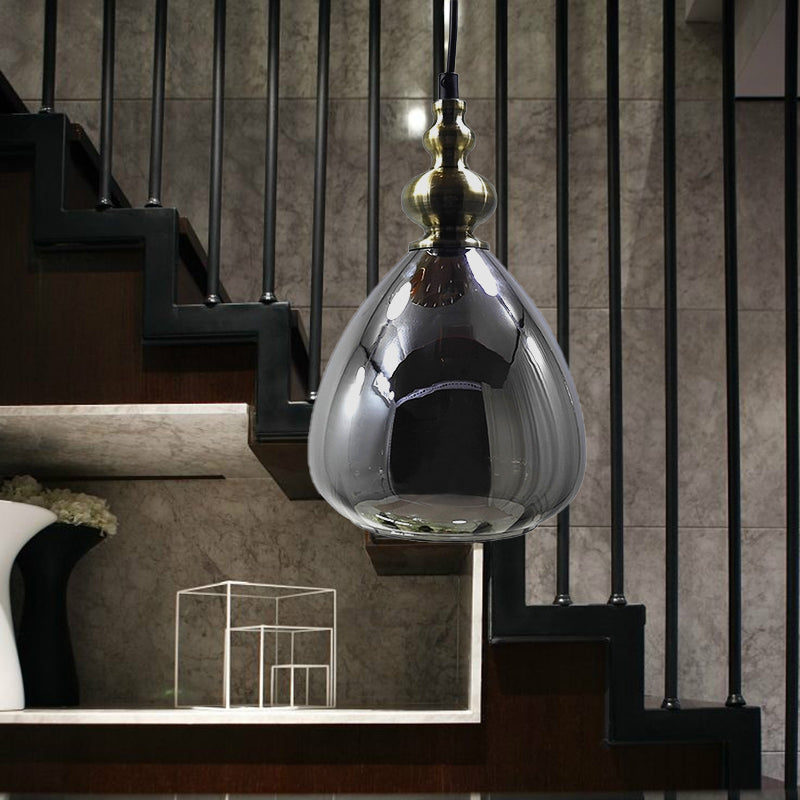 Modern Single Bulb Hanging Lamp: Pyramid Shade Restaurant Pendant Light in Amber/Clear/Smoke Glass